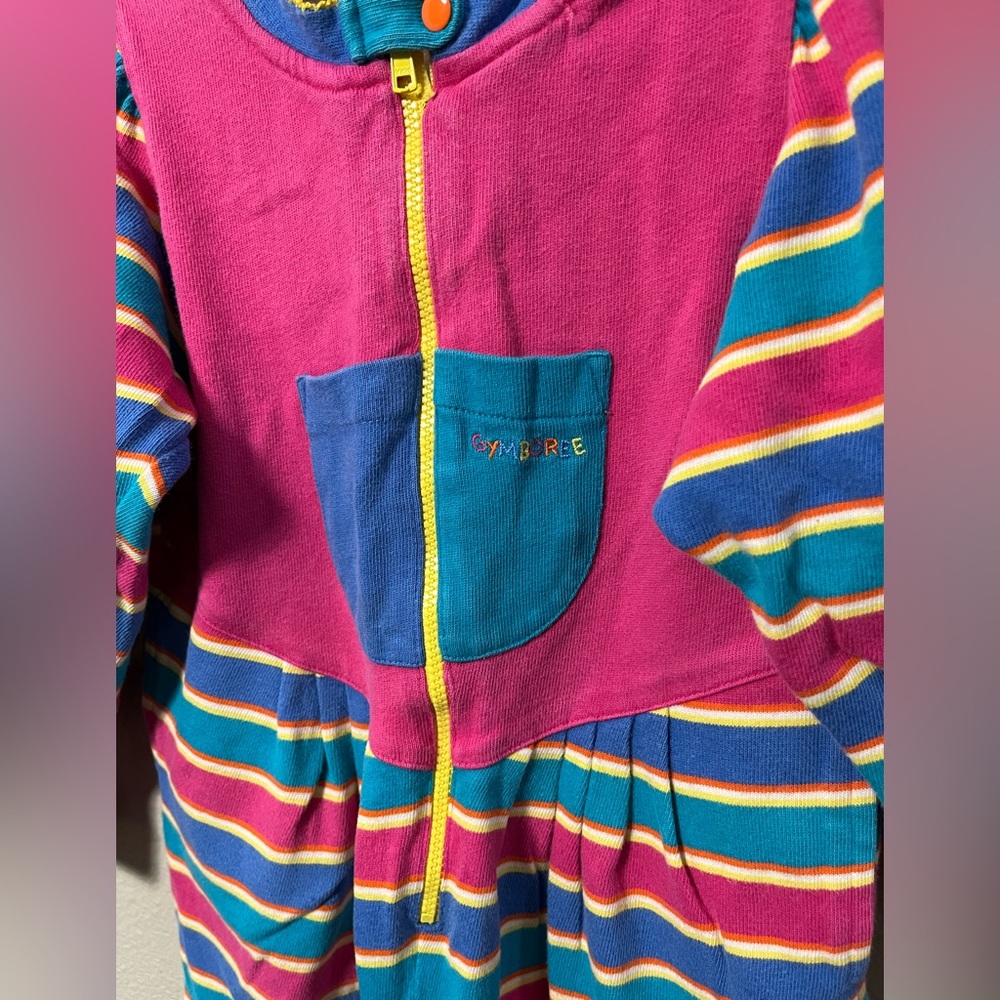 Gymboree Pink, Blue, Yellow & Teal Striped One-Piece Bodysuit - Picture 2 of 6